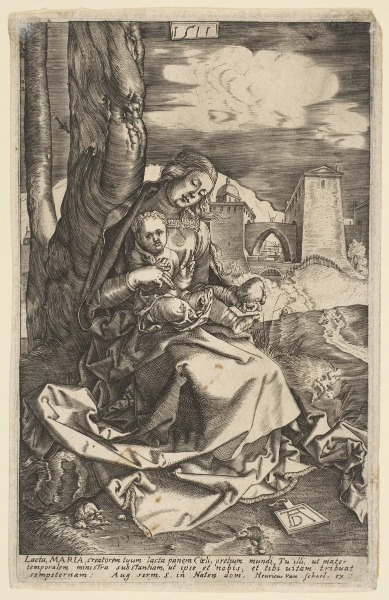 Virgin and Child with a Pear, copy by Albrecht Dürer, print, 1485-1953