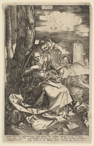 Virgin and Child with a Pear, copy by Albrecht Dürer, print, 1485-1953
