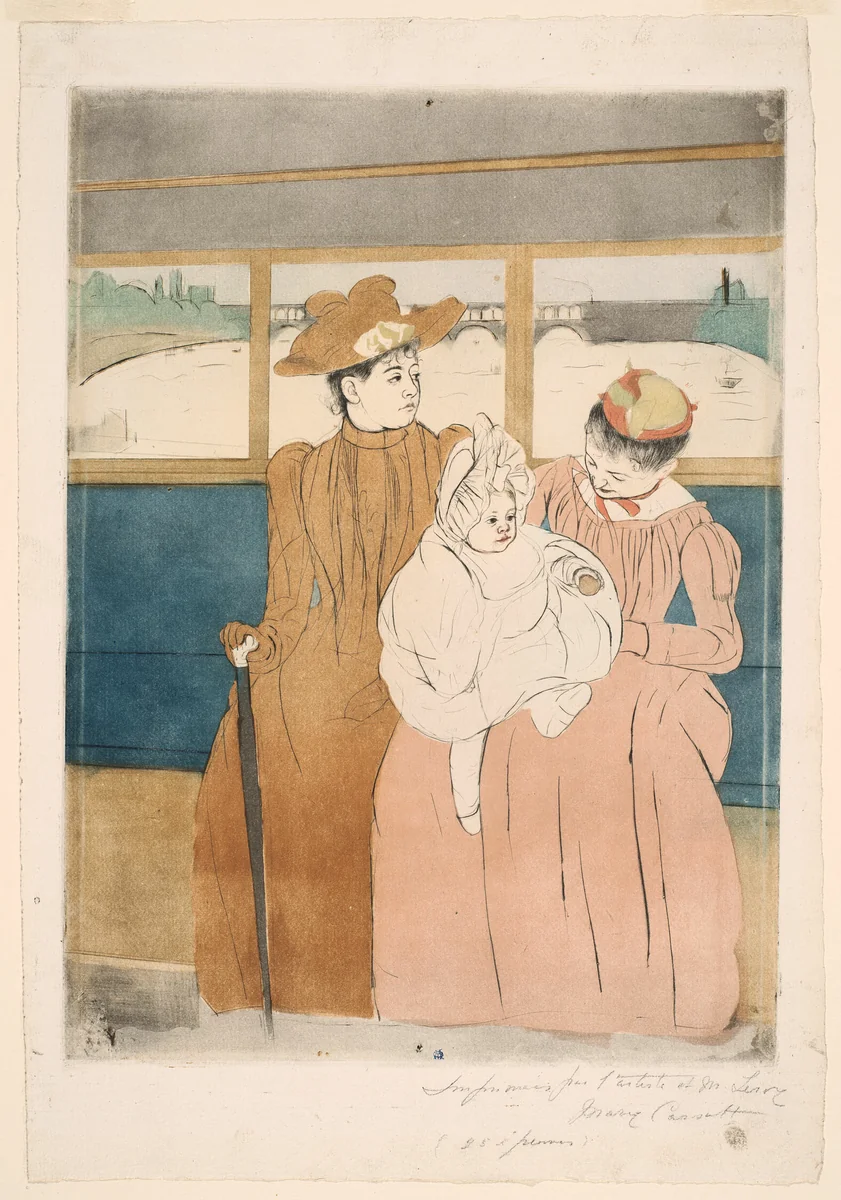 In the Omnibus by Mary Cassatt, print, 1890-1891