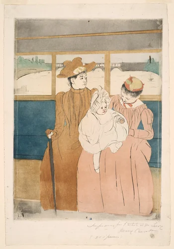 In the Omnibus by Mary Cassatt, print, 1890-1891