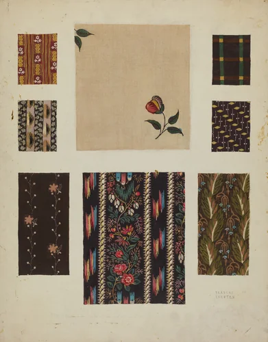 Materials from Patchwork Bedspread by Frances Lichten, index of american design, 1936