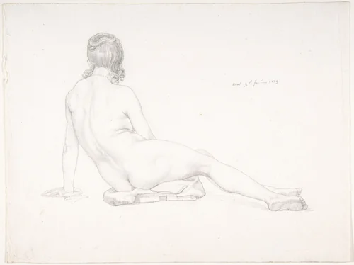 Seated Female Nude Seen from the Back by Samuel Amsler, drawing, 1819