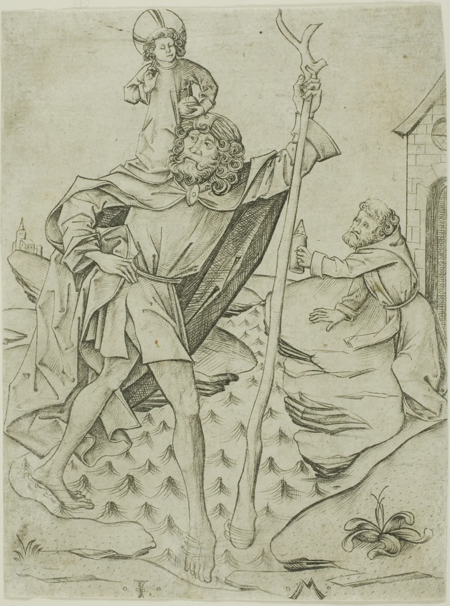 Saint Christopher by Israhel van Meckenem, print, 1465-1503