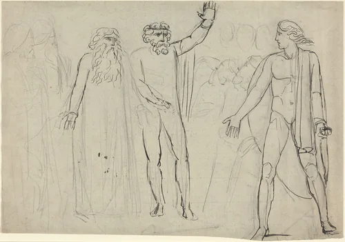 "And Saul Said unto David, Go, and the Lord be with Thee" [recto] by William Blake, drawing, 1780-1785