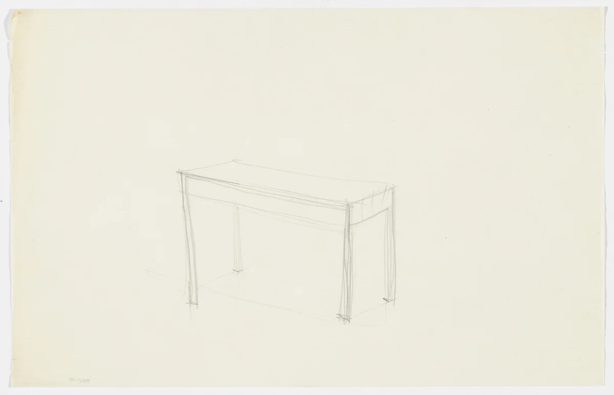 Table (Perspective sketch) by Ludwig Mies van der Rohe, mies van der rohe archive, 1926