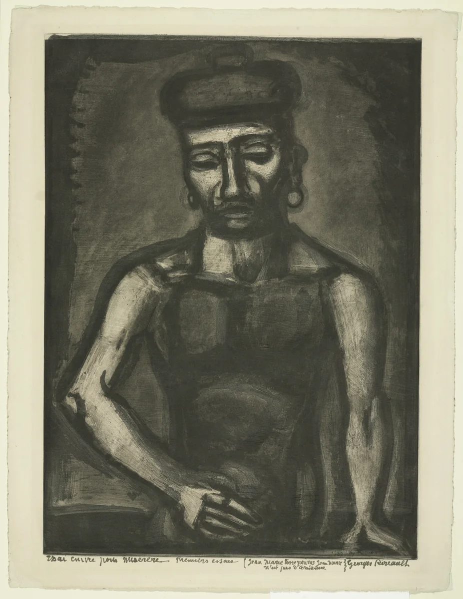 Trial proof for Jean-François Never Sings Hallelujah..., plate XXV from Miserere by Georges Rouault, illustrated book, 1923
