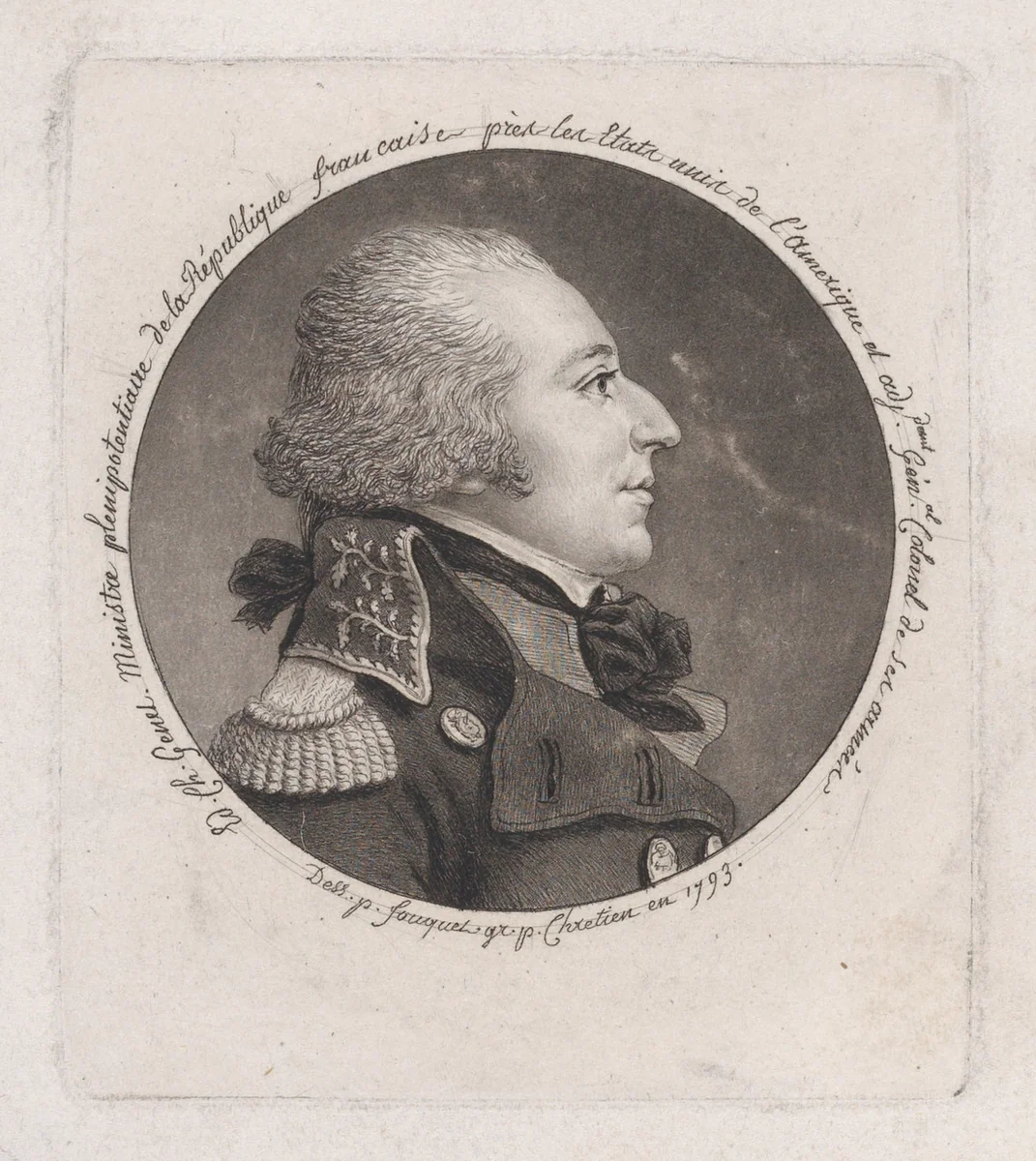 Portrait of E.C. Genet by Gilles Louis Chrétien, print, 1793