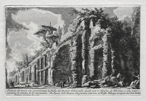 Veduta dei muri che investivano le falde del Monte Celio by Giovanni Battista Piranesi, print, 1750-1759