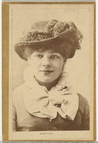 Gabrielle, from the Actresses and Celebrities series (N60, Type 2) promoting Little Beauties Cigarettes for Allen & Ginter brand tobacco products by Allen & Ginter, photograph, 1887