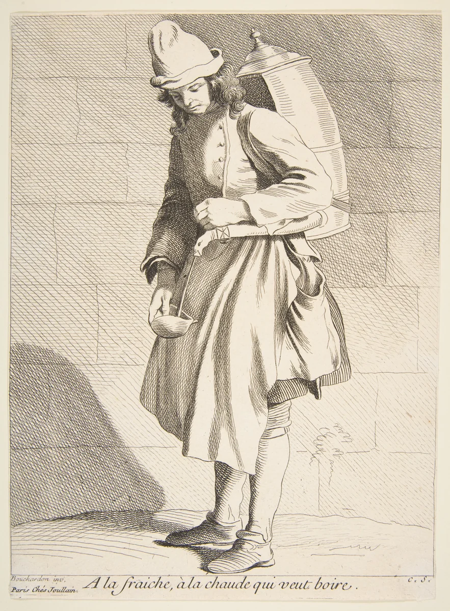 Drinks Vendor by Anne Claude Philippe de Tubières, print, 1737
