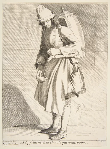 Drinks Vendor by Anne Claude Philippe de Tubières, print, 1737