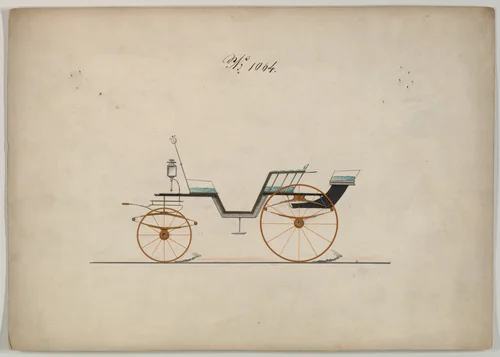 Design for Two Seat English Pony Phaeton, no. 1064 by Brewster & Co., drawing, 1850-1874