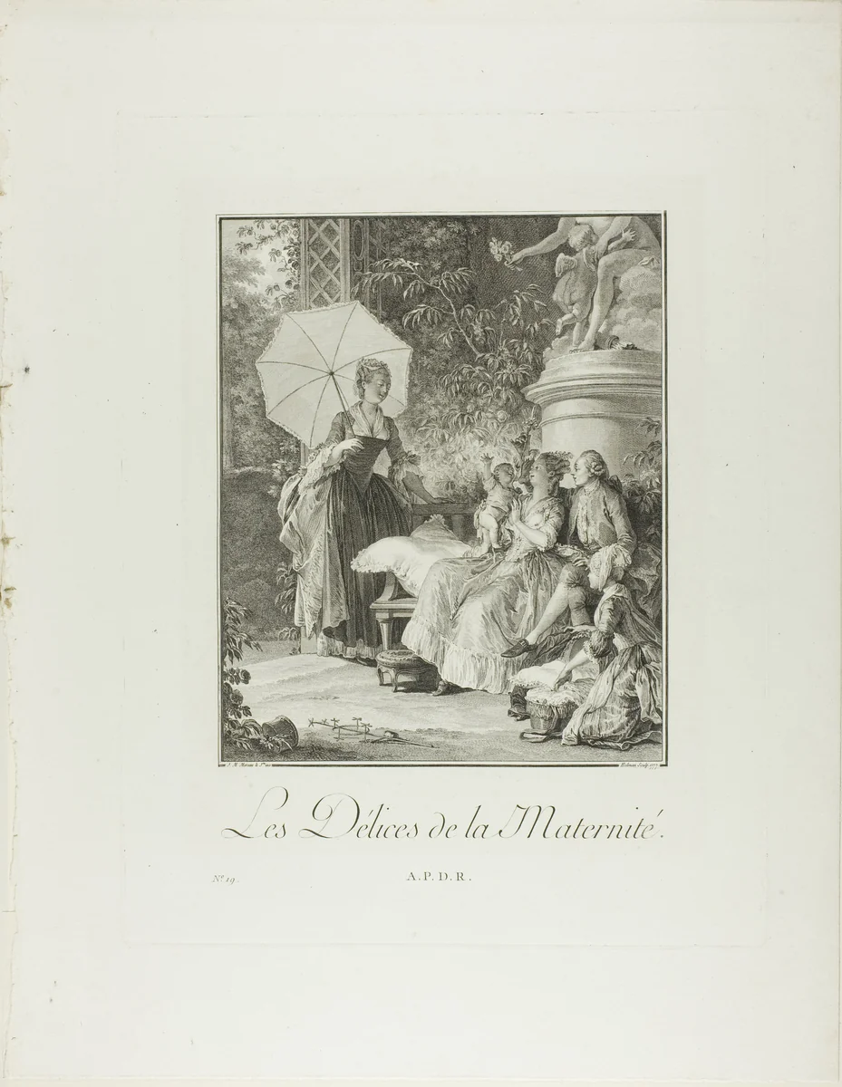 The Delights of Motherhood, from Monument du Costume Physique et Moral de la fin du Dix-huitième siècle by Isidor-Stanislas Helman, print, 1777