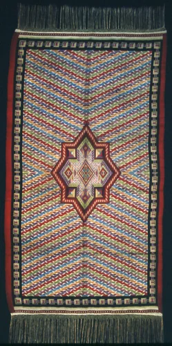 Sarape (Interpretation of Mexican Saltillo Serape) by Germany or Czechoslovakia, textile, 1875-1900