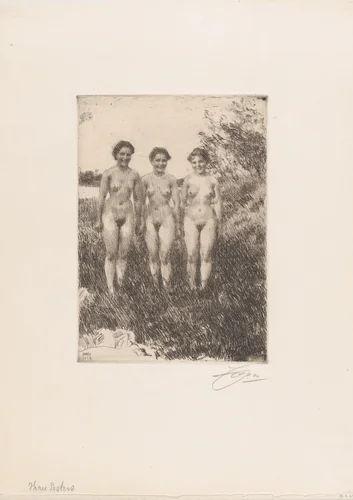 Three Sisters by Anders Zorn, print, 1913