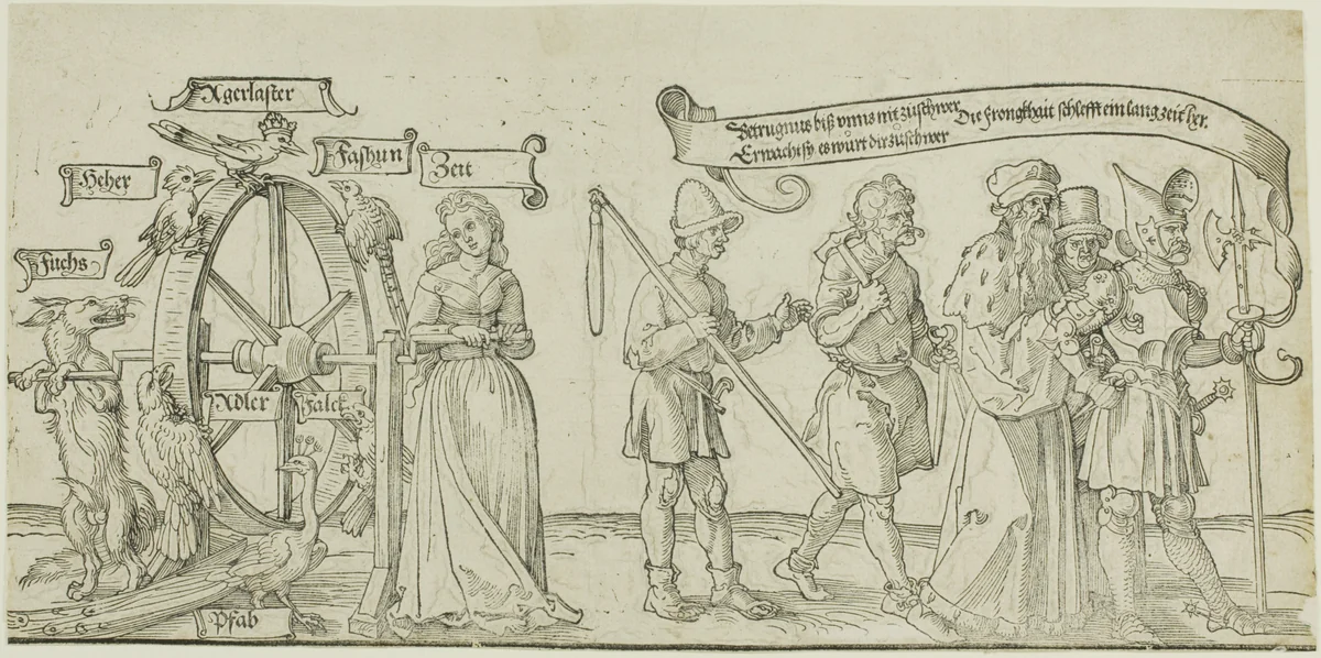 The Michelfeldt Tapestry (Allegory on Social Injustice), first part of three by Albrecht Dürer, print, 1526