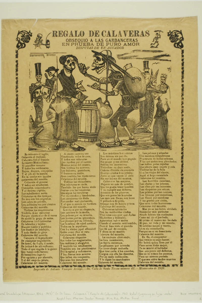 Gift from Calaveras by José Guadalupe Posada, print, 1905-1913