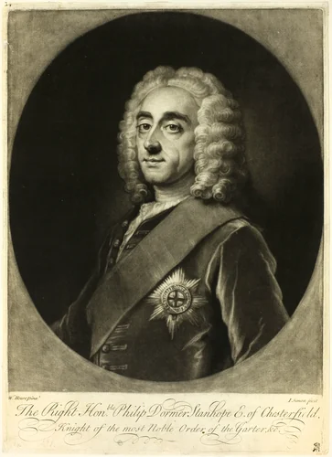 Philip Stanhope, Earl of Chesterfield by Jean Simon, print, 1695-1755