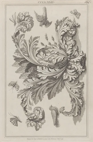 Acanthus Leaves, Birds and Insects, no. CCCLXXII, plate 57 from "Designs for Various Ornaments" by Michelangelo Pergolesi, print, 1792