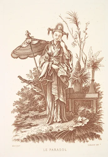 The Parasol, from "L'Artiste" by François Boucher, print, 1800-1900