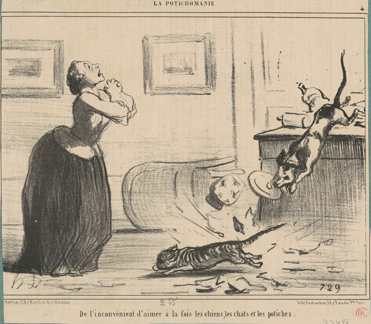 De l'inconvénient d'aimer a la fois ... by Honoré Daumier, print, 1855