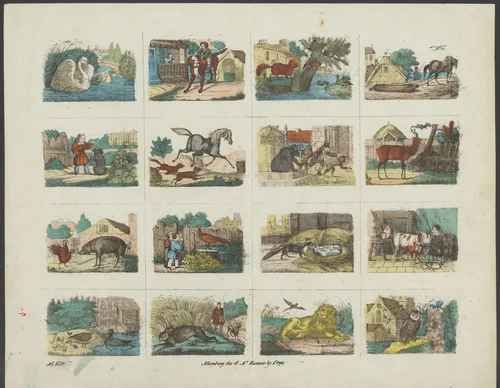 Dieren in gevangenschap by anonymous, print, 1800-1899