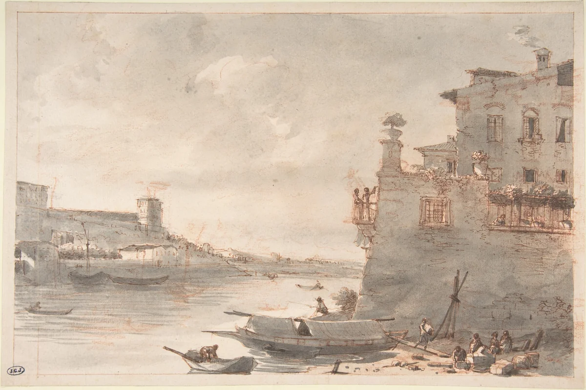 The Tiber at the Outskirts of Rome by Victor Jean Nicolle, drawing, 1770-1826