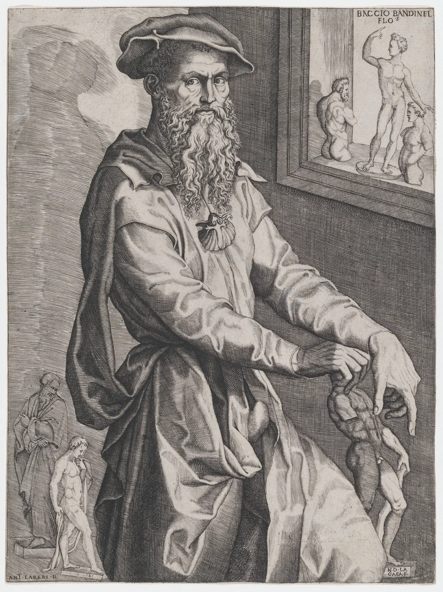 Portrait of Baccio Bandinelli by Niccolò della Casa, print, 1539-1552