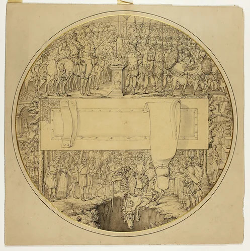 Ceremonial Shield with Roman Battle Scene by William Burgess, drawing, 1769-1812