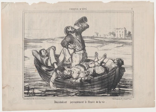 Descendant joyeuseument le fleuve de la vie, from "Croquis d'Été" by Honoré Daumier, print, 1856