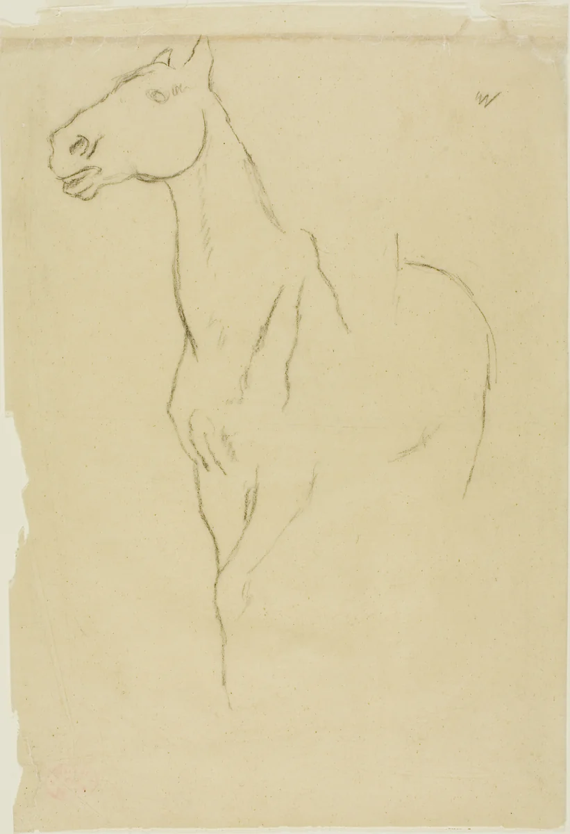 Horse Turned Three-Quarters by Edgar Degas, drawing, 1880-1884