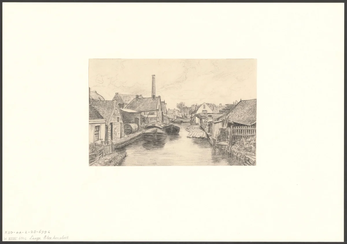 Gezicht op de Lange Bleekerssloot by anonymous, drawing, 1875-1975