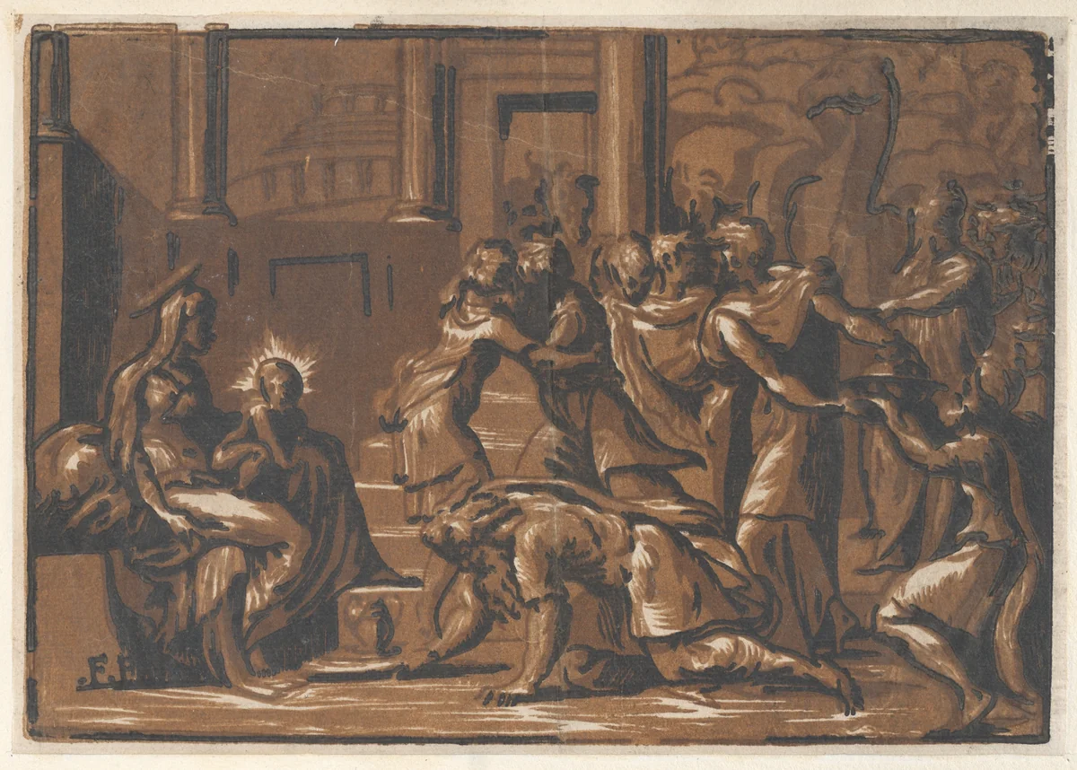 The Adoration of the Magi by Niccolò Vicentino, print, 1540-1550