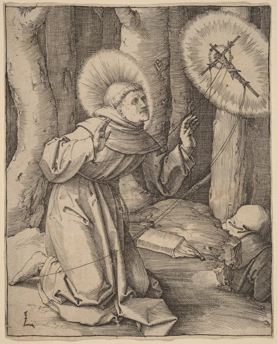 Saint Francis of Assisi Receiving the Stigmata by Lucas van Leyden, print, 1514