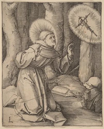 Saint Francis of Assisi Receiving the Stigmata by Lucas van Leyden, print, 1514
