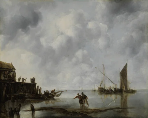Fishing Boats in a Calm by Jan van de Cappelle, painting, 1651
