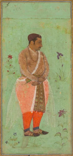 Portrait of Suraj Singh Rathor, Raja of Marwar and Maternal Uncle of Shah Jahan: A Page from the Prince Khurram Album by Bishandas, painting, 1595-1605