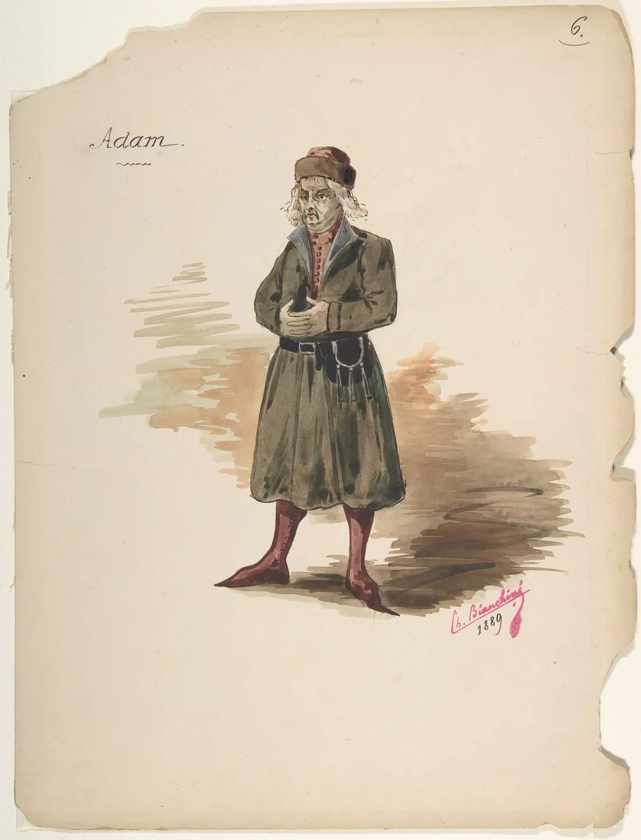 Costume Design for "Adam" by Charles Bianchini, drawing, 1889