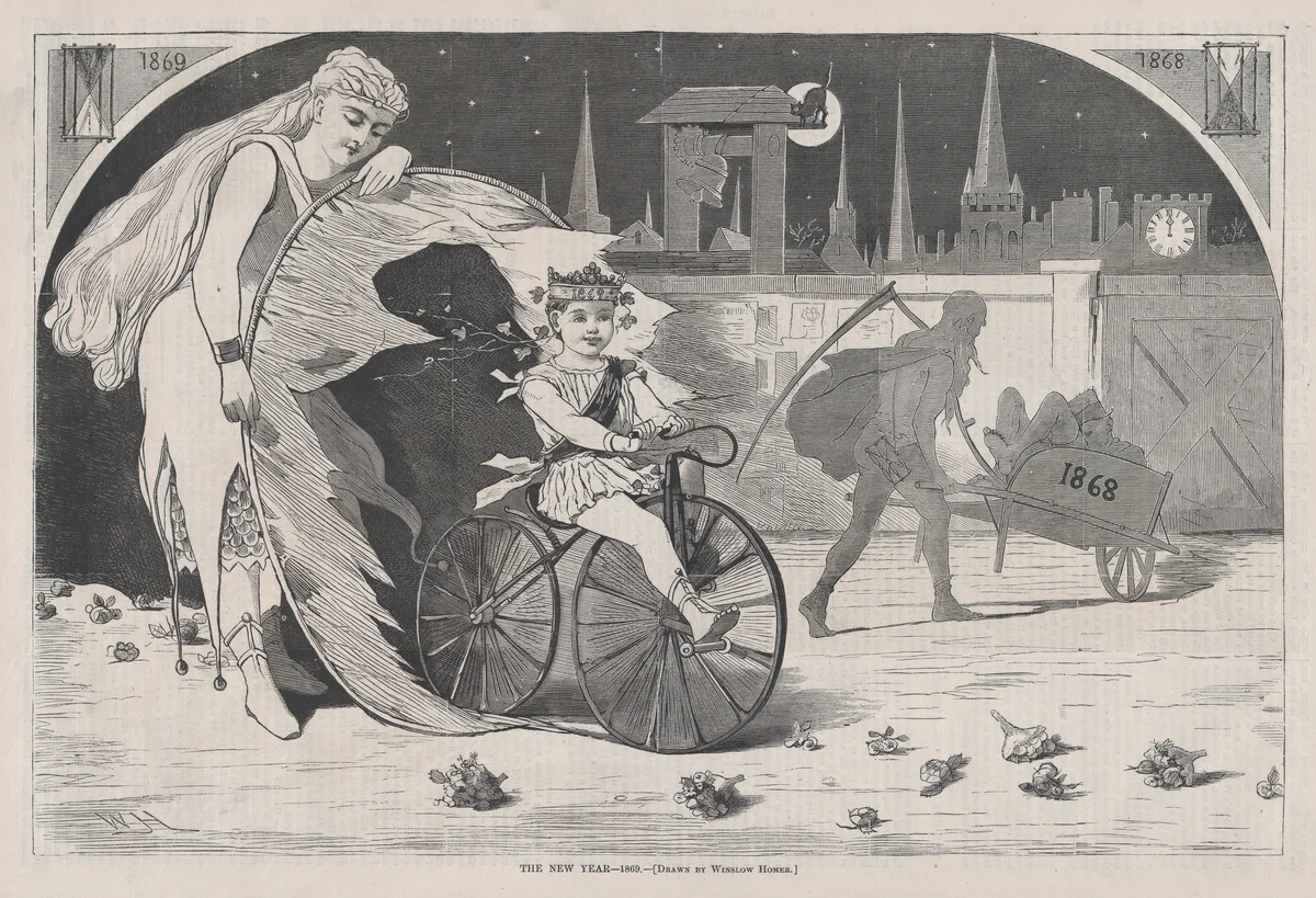 The New Year – 1869 – Drawn by Winslow Homer (from "Harper's Weekly," Vol. XIII) by Winslow Homer, print, 1869