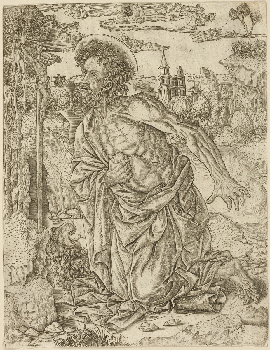 St. Jerome in Penitence by Unknown Artist, print, 1495-1505