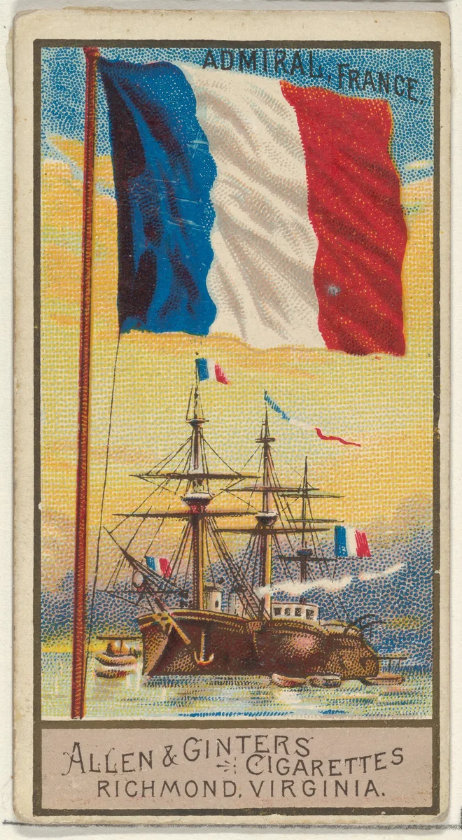 Admiral, France, from the Naval Flags series (N17) for Allen & Ginter Cigarettes Brands by Allen & Ginter, print, 1886-1891