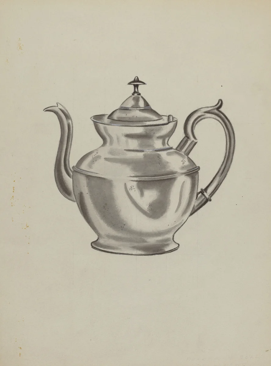 Pewter Teapot by Fred Peterson, index of american design, 1936