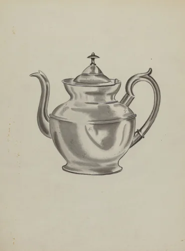 Pewter Teapot by Fred Peterson, index of american design, 1936