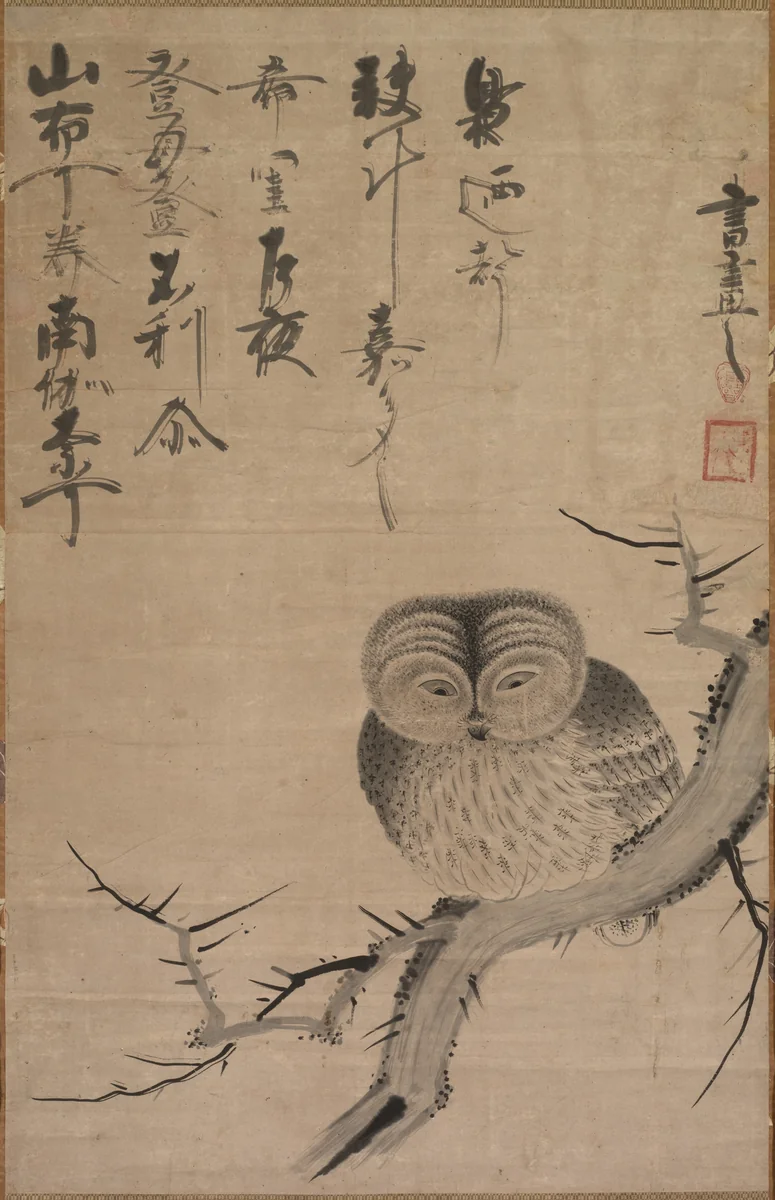 Owl by Tsuda Bensaku, painting, 1630-1639