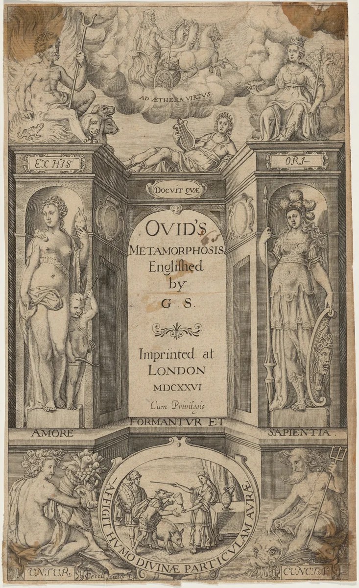 Title Page to Ovid's Metamorphosis, translated by G. Sandy by Thomas Cecil, print, 1555-1687