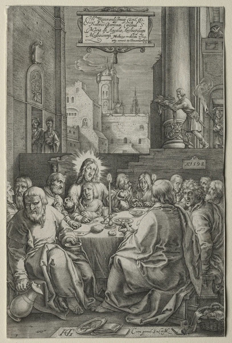 The Passion: The Last Supper by Hendrick Goltzius, print, 1593-1603