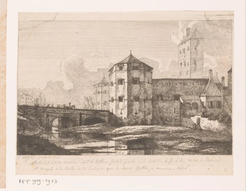 Gezicht op de Isartor poort te München by Joseph Charles Cogels, print, 1795-1831