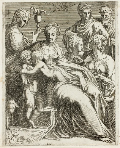 The Holy Family with Saints by Léon Davent, print, 1540-1555