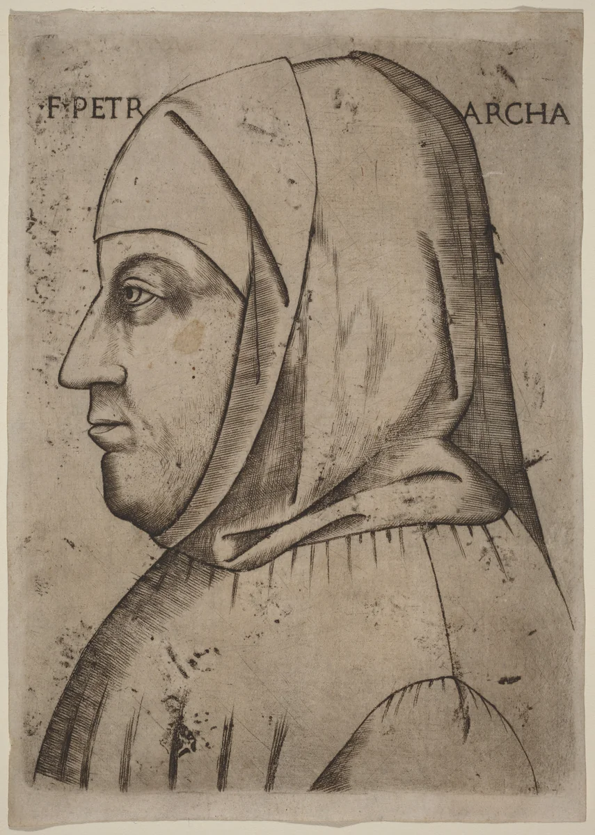 Portrait of Petrarch by None, print, 1500-1550