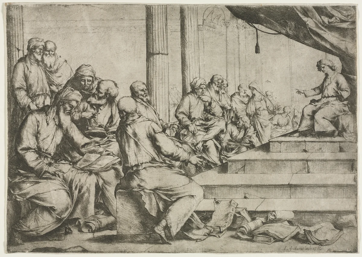 The Young Christ Teaching in the Temple by Luca Giordano, print, 1648-1658